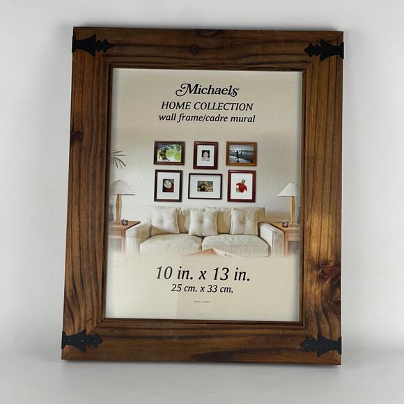 Michaels Wood 10 x 13 Photo Frame Metal Hinge Accents; Frame 13 5/8 x 16 5/8 - Picture 4 of 4